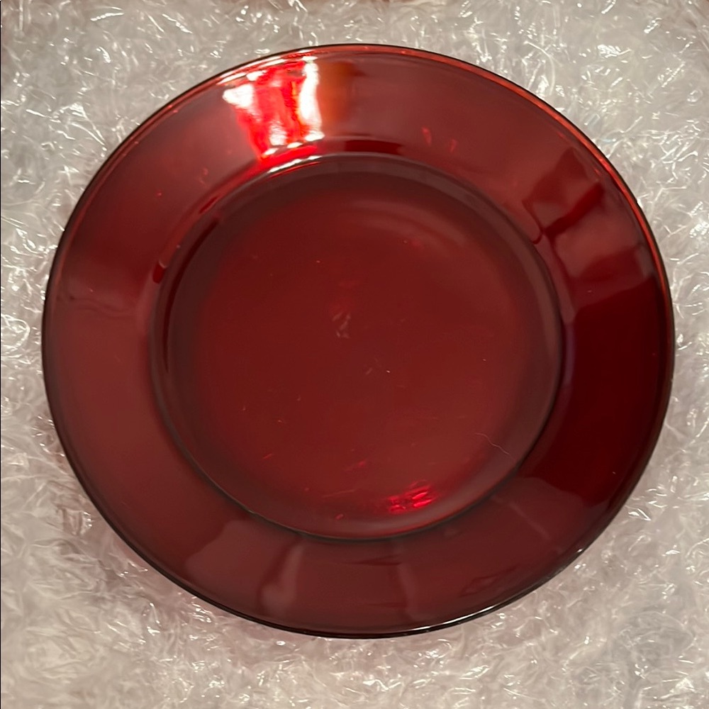 Red Translucent Plates — Dinnerware Set of 4